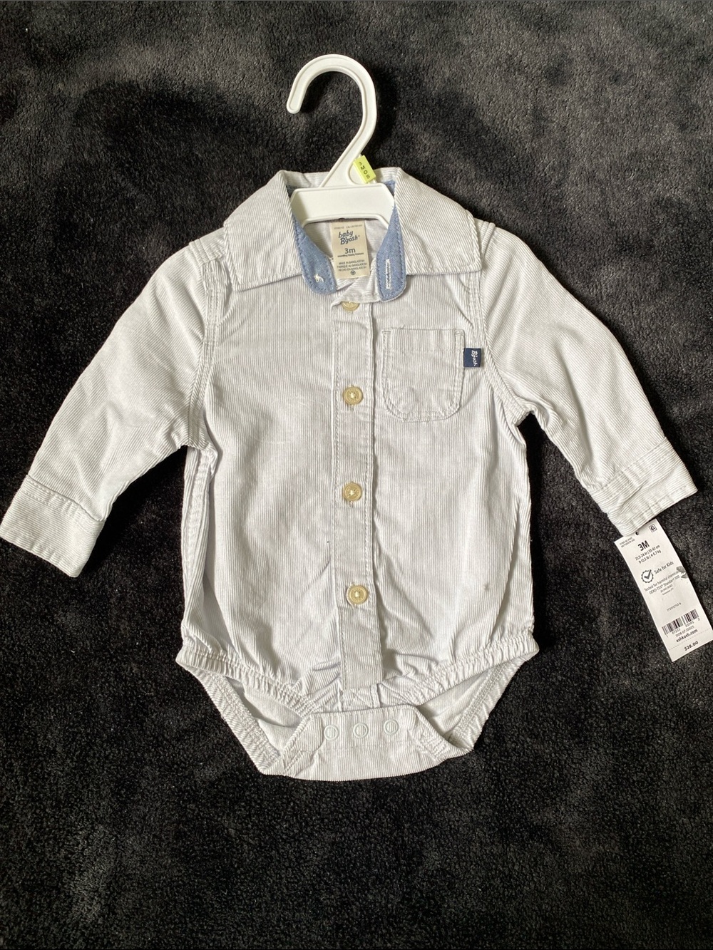 Baby Button-Front Bodysuit with Contrast Collar - Light Blue